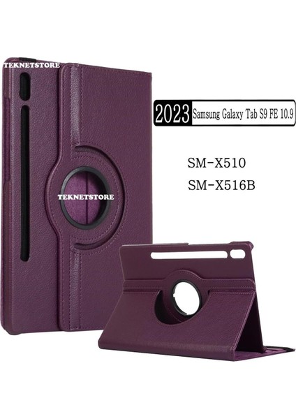Samsung Galaxy Tab S9 Fe 10.9 Inç Tablet Uyumlu Kılıf 360° Dönebilen Deri Leather New Style Case