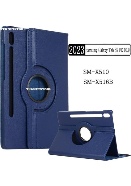 Samsung Galaxy Tab S9 Fe 10.9 Inç Tablet Uyumlu Kılıf 360° Dönebilen Deri Leather New Style Case