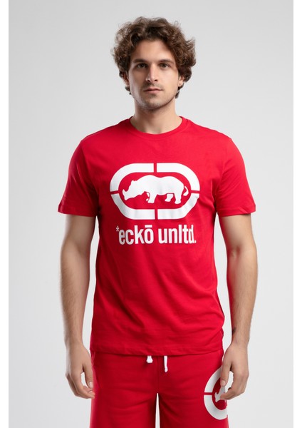 ECKO UNLTD Marc Kırmızı Bisiklet Yaka Baskılı Standard Fit Erkek Tshirt