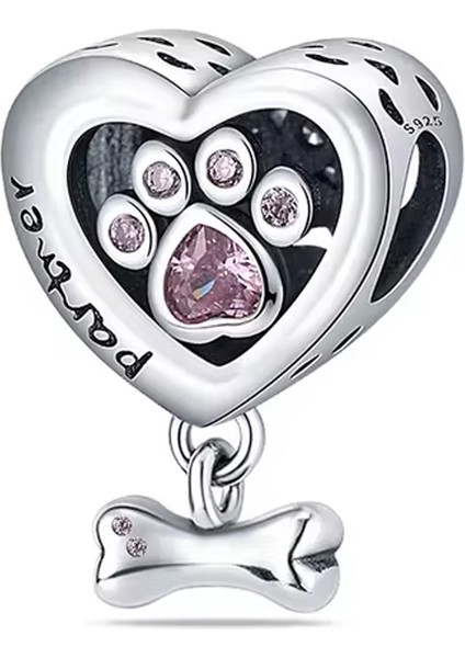 Kemik Sallantılı Pati Izli Kalp Sallantılı Charm