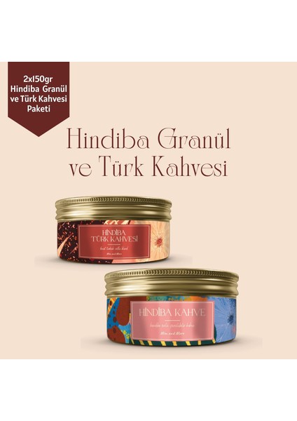 2 x 150 gr Granül Hindiba Kahve & Hindiba Türk Kahvesi Set