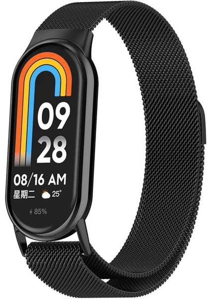 Mi Band 8 ve Mi Band 9 ile Uyumlu Kordon Hasır Örgü Metal Mıknatıslı Kayış