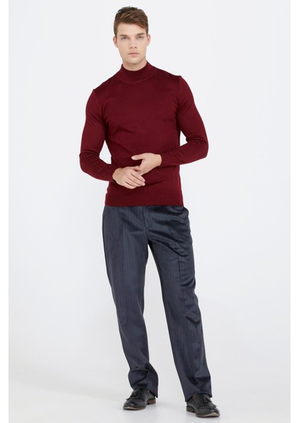 Erkek Yarım Boğazlı Triko Kazak - Bordo fiyatları