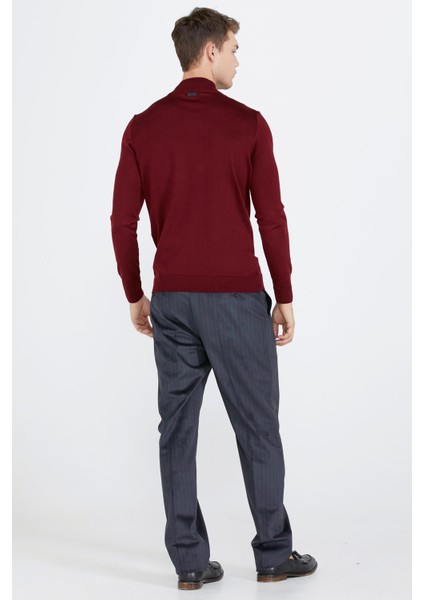 Erkek Yarım Boğazlı Triko Kazak - Bordo fırsatları