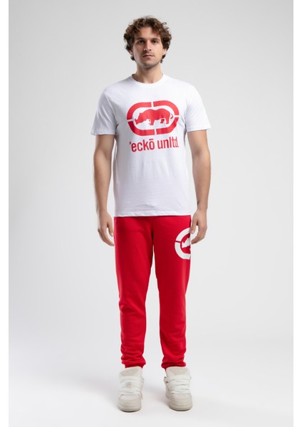 ECKO UNLTD Marc Beyaz - Kırmızı Bisiklet Yaka Baskılı Standard Fit Erkek Tshirt