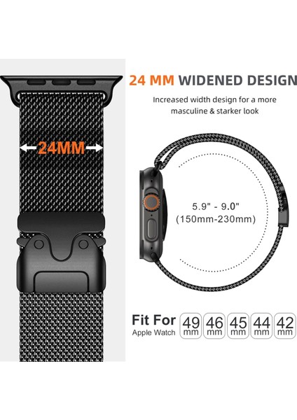 Apple Watch 10 46MM Redclick Luxury Metal Hasır Kordon + Kasa Ekran Koruyucu