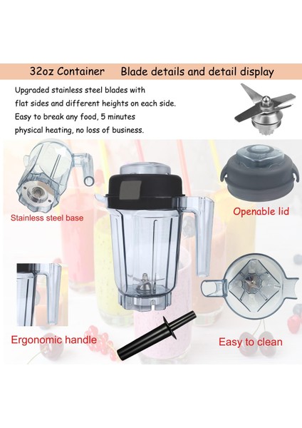 Vitamix Blender Sürahi 32OZ Mini-Tamper Ile, Vitamix 5000 5200 6300 7500 Pro Vb. Blender ile Uyumludur (Yurt Dışından)