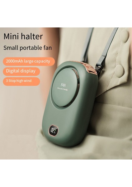 Taşınabilir Askılı Boyun Fanı, 2000MAH Giyilebilir Mini Fan, Pille Çalışan USB Şarj Edilebilir 3 Hızlı Hava Soğutucu Beyaz (Yurt Dışından)