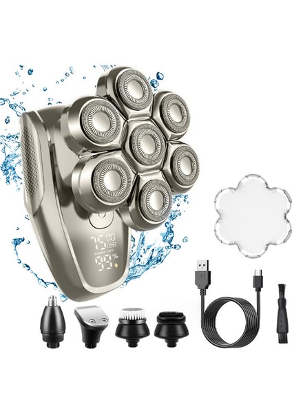 Erkekler Için 7d Manyetik Kel Kafa Tıraş Makineleri Çıkarılabilir Tıraş Makinesi Başlıkları, Çift Hızlı Ayarlanabilir Tam Bakım Seti LED Ekran (Yurt Dışından)