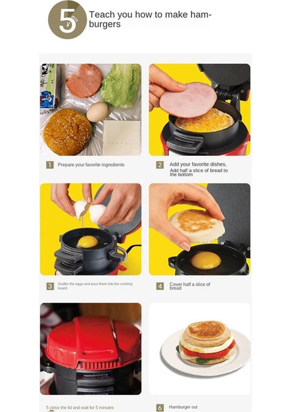 Burger Makinesi Hamburger Presi Patty Makinesi Yapışmaz Çok Fonksiyonlu Sığır Burgeromlet Biftek Kahvaltı Makinesi Us Plug (Yurt Dışından)