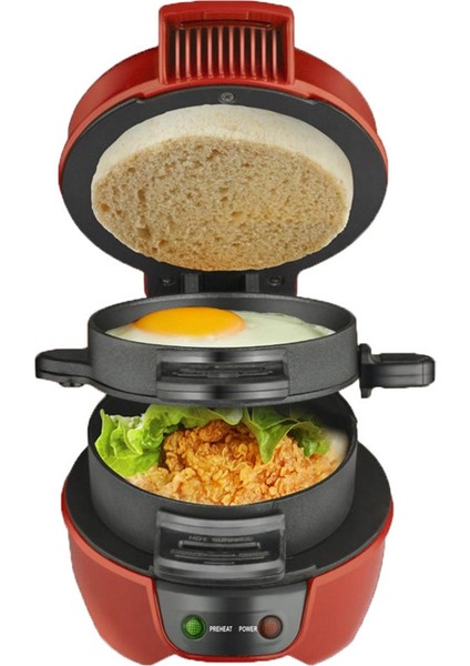 Burger Makinesi Hamburger Presi Patty Makinesi Yapışmaz Çok Fonksiyonlu Sığır Burgeromlet Biftek Kahvaltı Makinesi Us Plug (Yurt Dışından)