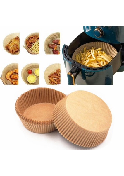 Hava Fritöz Parşömen Kağıt Gömlekleri Yapışmaz Yağ Geçirmez Tek Kullanımlık Hava Fritöz Gömlekleri Sepet Mutfak Pişirme Kağıdı Mat A (Yurt Dışından)