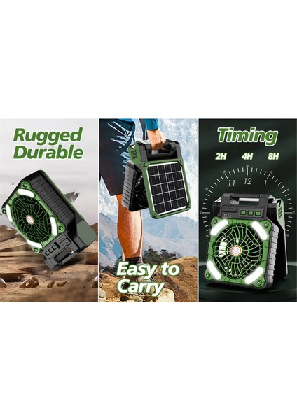 LED Fenerli Güneş Enerjili Kamp Fanı 4 Hız 90° Katlanabilir Taşınabilir Masa Fanı Açık Hava Seyahat Çadırı Kişisel Fan-A (Yurt Dışından) modelleri