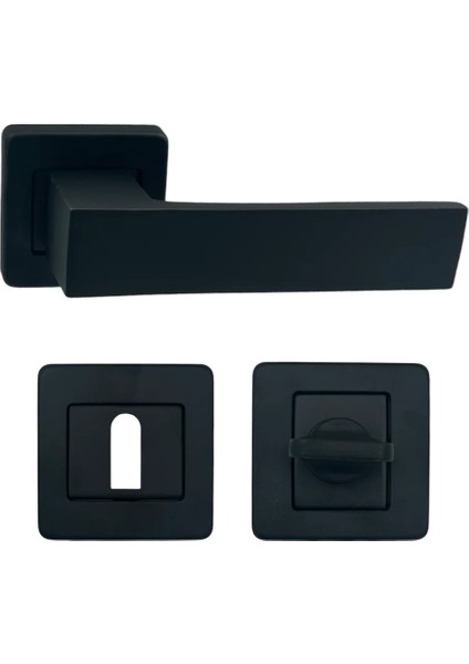 Orkide Alm Siyah Kare Rozetli Kapı Kolu Oda