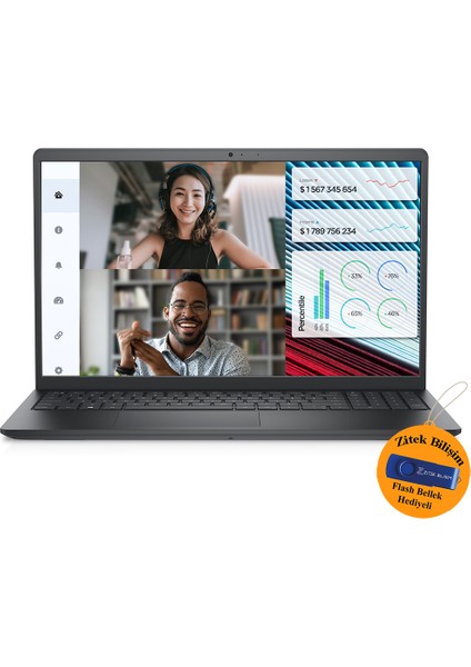 Vostro 3520 I5-1235U 8 GB Ram 2 Tb SSD 15.6 Fhd FreeFreedso Taşınabilir Bilgisayar N3002PVNB3520_U ZI702 + Zitek 16 GB Flash Bellek