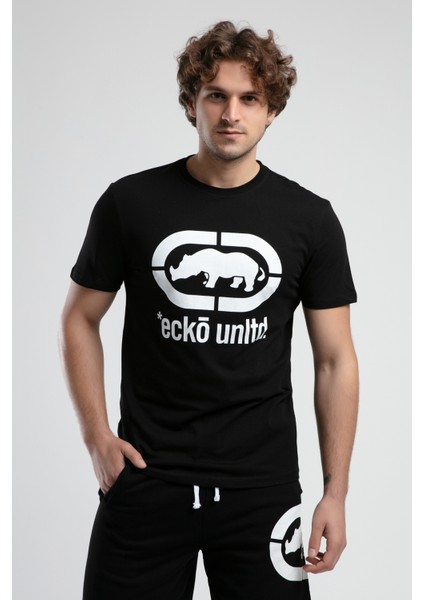 Marc Siyah - Beyaz Bisiklet Yaka Baskılı Standard Fit Erkek Tshirt fiyatları