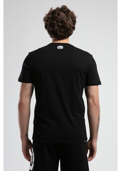 Marc Siyah - Beyaz Bisiklet Yaka Baskılı Standard Fit Erkek Tshirt modelleri