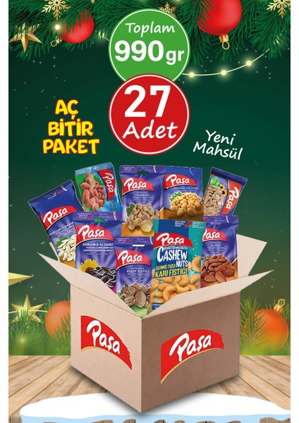 Paşa Kuruyemiş Lezzeti Keşfet Lüx Paket 990 gr - 27 Paket