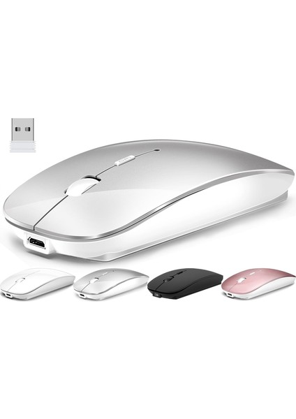Ultra Slim Bluetooth Rgb Usb Mouse 2.4ghz Siyah Ledli 800 / 1200 / 1600dpi Şarjlı Kablosuz Mouse Rgb Led Işıklı Çift Modlu Kablosuz Ledli Şarj Edilebilir Sessiz Tıklama