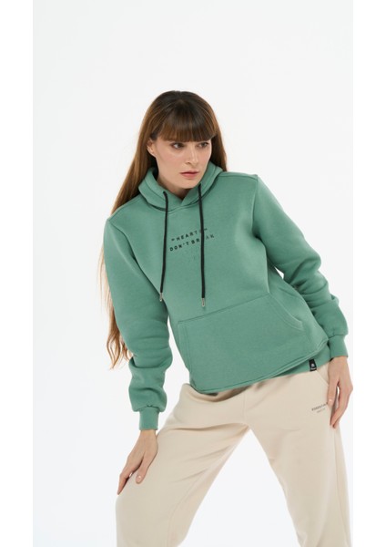 Kadın Pamuklu Içi Polarlı Kapüşonlu Sweatshirt