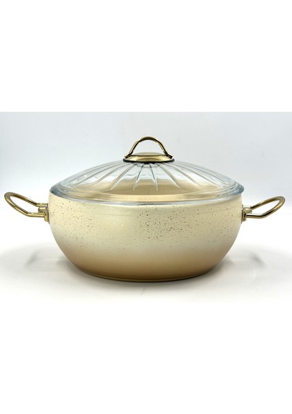 Granit 24 cm Güveç Tencere Krem&gold ( Metal Kulp) 3 mm