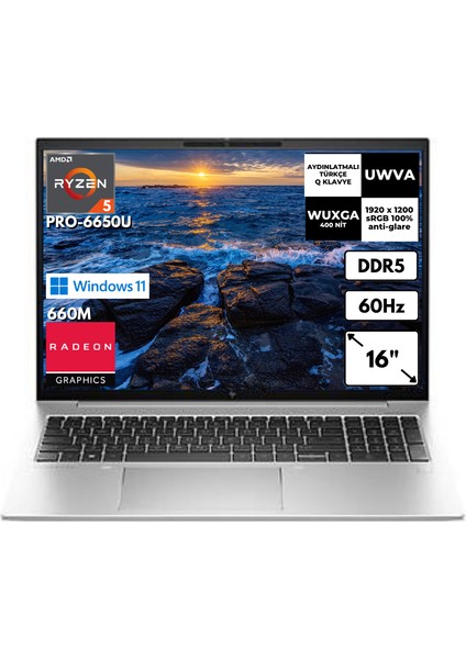 Hp Elitebook 865 G9 Ryzen 5 Pro 6650U 16-Gbddr5 4 Tbssd Wuxga 16″ Windows 11 Pro 5P731EABT30