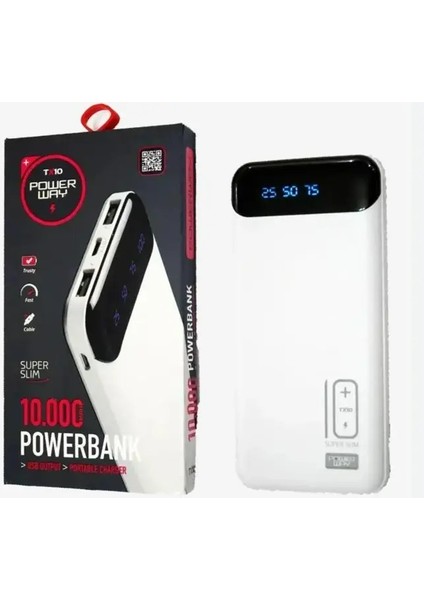 TX10 10000 Mah Dijital Göstergeli Taşınabilir Şarj Cihazı Powerbank