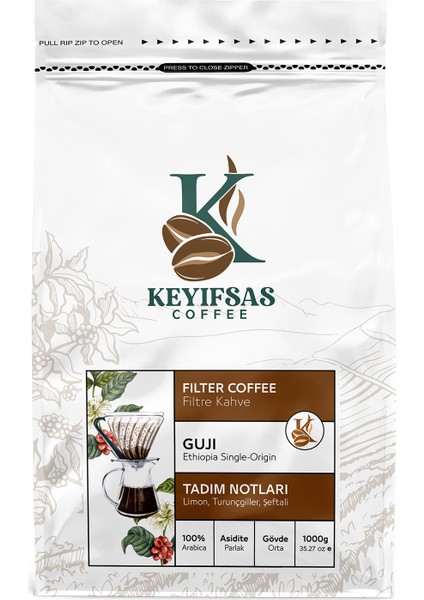 Keyifsas Coffee Etiyopya Guji Filtre Kahve 1 kg Çekirdek Veya Öğütülmüş