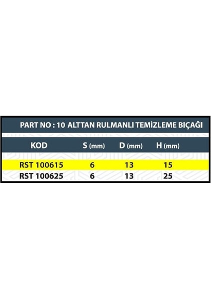 15 Alttan Rulmanlı Temizleme Bıçağı modelleri