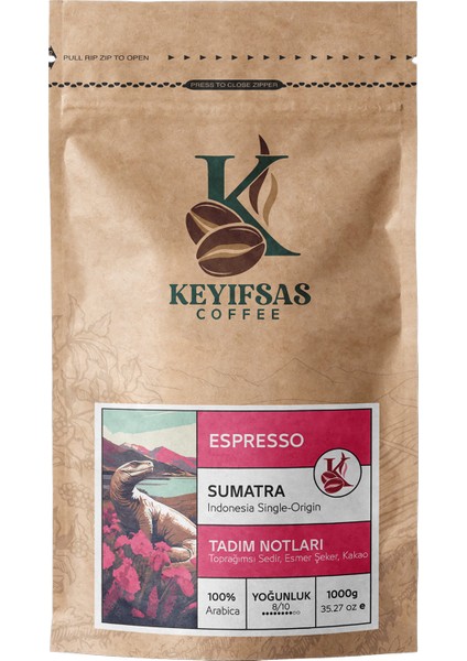 Endonezya Sumatra Espresso Kahvesi 1 kg Çekirdek Veya Öğütülmüş