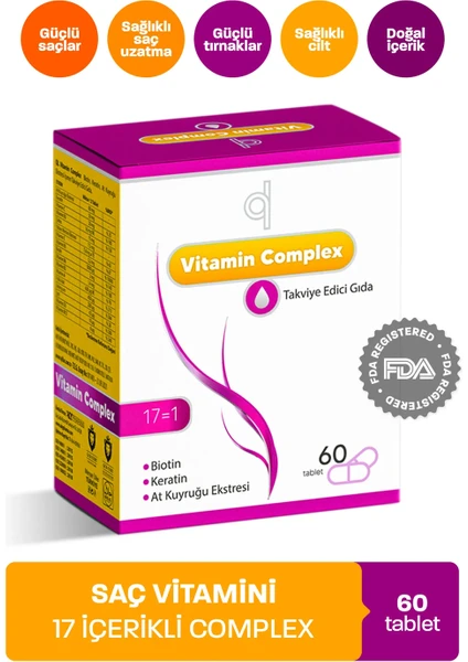 QL Saç Vitamini - Saç Dökülme Karşıtı - Hair Vitamin B Complex - Biotin 60 Tablet Keratin Selenyum Çinko Hızlı Saç Uzatma