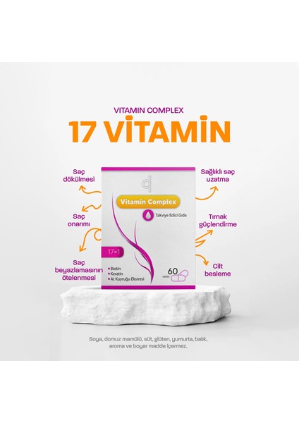 QL Saç Vitamini - Saç Dökülme Karşıtı - Hair Vitamin B Complex - Biotin 60 Tablet Keratin Selenyum Çinko Hızlı Saç Uzatma