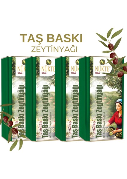 4 Adet Taş Baskı Erken Hasat Soğuk Sıkım 0,3 Dizem-486 Polifenol Zeytinyağı -5 lt