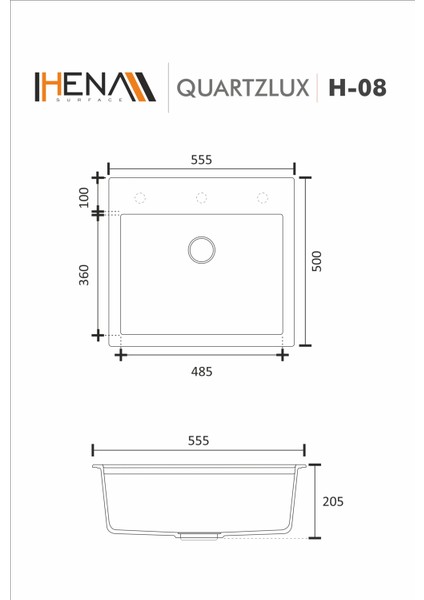 Granit Eviye 1 Gözlü Antrasit 55 x 50 Kuvars fiyatları