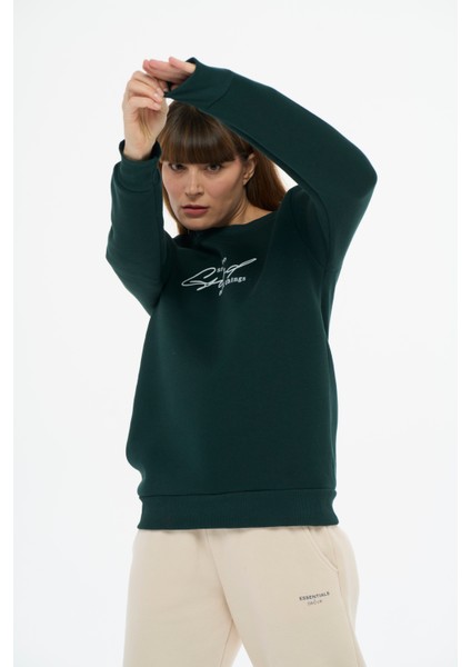 Kadın Pamuklu Içi Polarlı Bisiklet Yaka Sweatshirt fiyatları