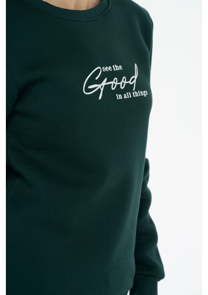 Kadın Pamuklu Içi Polarlı Bisiklet Yaka Sweatshirt fırsatları