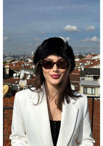 Kadın Kışlık Luxury Fox Fur Içi Deri Moğol Tarz Kürk Kalpak Şapka
