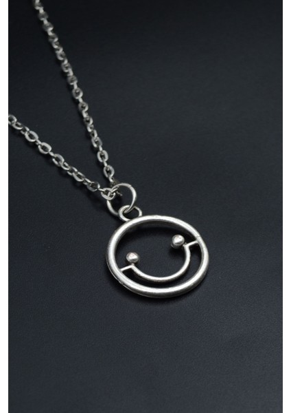 Minimal Gülen Yüz- Smile Düz Zincir Kolye