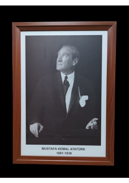 Atatürk Portresi Mdf Çerçeveli Portre Tablo Köşe 35 x 50 cm