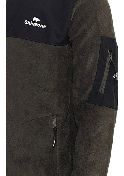 Erkek Regular Fit Fermuarlı Cepli Polar Haki Sweatshirt fiyatları