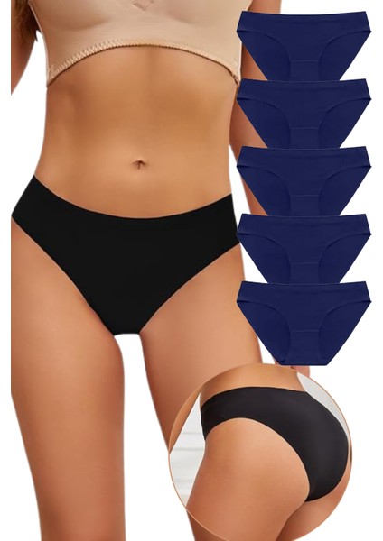 Kadın 5'li Paket Lacivert Pamuklu Likralı Külot