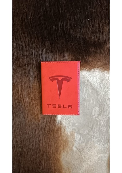 Tesla Deri Dikişli Araç Ruhsat Kılıfı Kabı Oto Ruhsatlık Araba Ruhsat Koruyucu