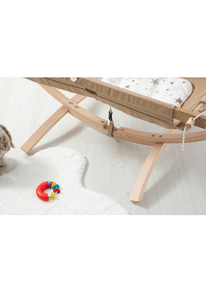 Bw2111 - Ahşap Bebek Hamak Beşik - Sallanır Sabitlenir Hamak Beşik - Kahve