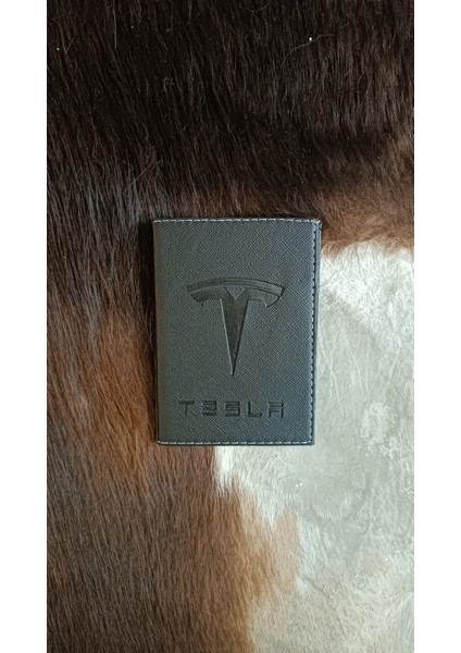 Tesla Deri Dikişli Araç Ruhsat Kılıfı Kabı Oto Ruhsatlık Araba Ruhsat Koruyucu