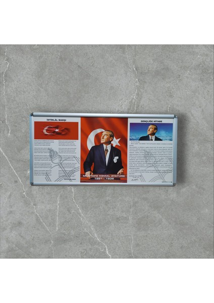 Milli Levha 3 Lü Set Tek Parça Alüminyum Rondo Çerceve 45 x 90 cm