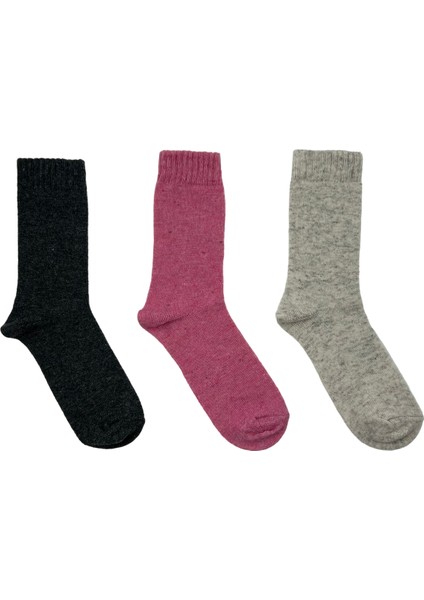 Gri, Pembe, Antrasit Uzun Kadın Kutulu 3'lü Yünlü Kışlık Soket Çorap fiyatları