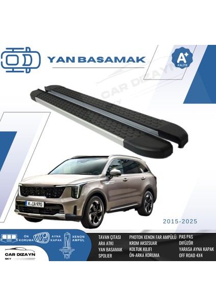 Kia Sorento Nirvana Alüminyum Yan Basamak Marşpiyel Koruma 2015>2016>2018>2020>2022>2024>2025
