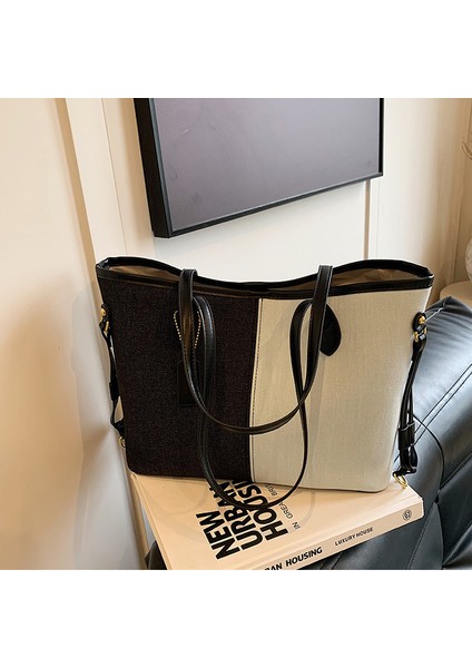 Moda Basit Kontrast Renk Dekme Denim Crossbody Çanta Iki Parçalı Set (Yurt Dışından) fırsatları