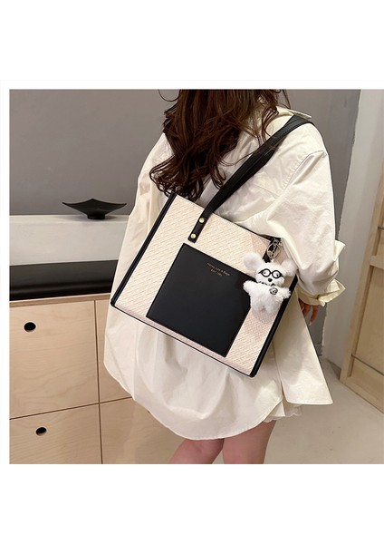 Basit Moda Trend Dikiş Kontrast Renk Kızlar Omuz Çantası (Yurt Dışından)