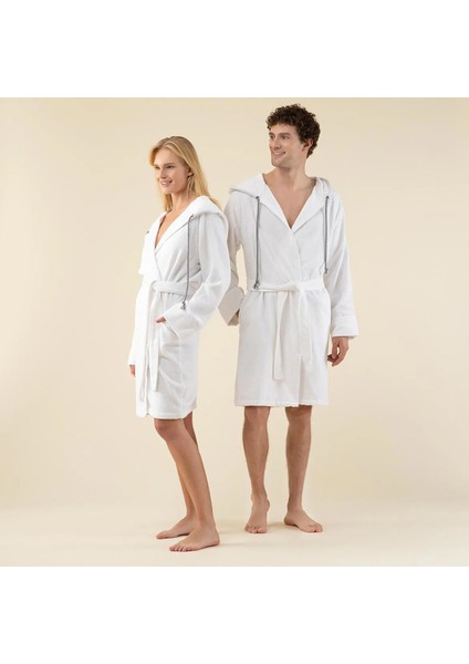 Ferme Unısex Bornoz Beyaz